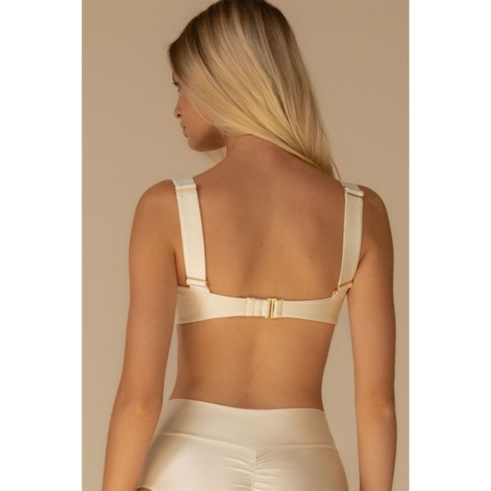 NWT Monte Hayden Bikini Top Cream Silkie Knot Front Sz L Large Swimwear - Picture 5 of 8
